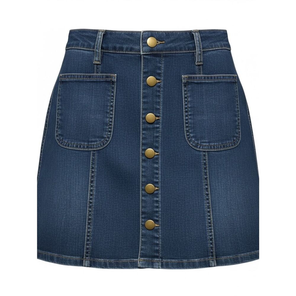 Altar'd State Skirt Womens XS Blue Denim A-Line Mini High Waist Snap